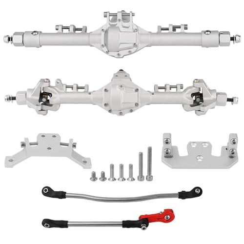 RZXYLRC Metal Front and Rear Axle Set for Aussie RC Semi Trucks and Trailers Compatible with 1/10 RC Crawler Axial SCX10 SCX10 II 90046 90047 D90 D110 Silver