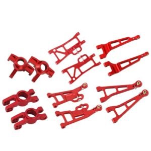 Western Star RC Truck and Trailer Metal Steering Cup Front and Rear Lower Upper Swing Arm Set Part for 1/14 Hyper Go MJX 14210 14209 Upgrade Parts 6 Set Red