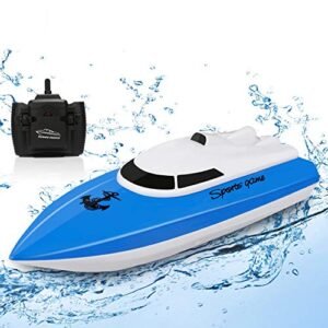 SZJJX 2.4 GHz RC Car Speed Remote Control Boat High Speed Dual Motor Electric Racing Boat for Pools Lakes and Ponds Blue