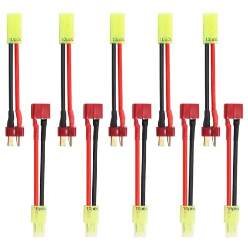 Tosiicop Mini Tamiya to Deans T Plug Adapter 10pcs 16AWG Cable for RC Plane vs Airsoft Battery Charging Connection