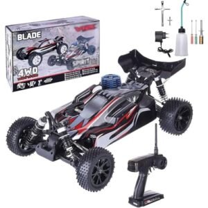 BINGXMF 1/10 Nitro RC Car for Adult 70KM/H 2.4G Two-Speed Nitro Gas Power Remote Control Vehicle 4WD FC18 Gasoline Engine Drift Crawler Petrol Engine Hobby Truck Nitrogen Drive Model (Black)