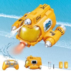 RiskOrb RC Boat for Adults/Kids,Spray Water,Pool Toys,Remote Control Boat Waterproof Toys, Led Lights,Dual Motors, Gift for Boys Girls,2 Rechargeable Batteries （Yellow）