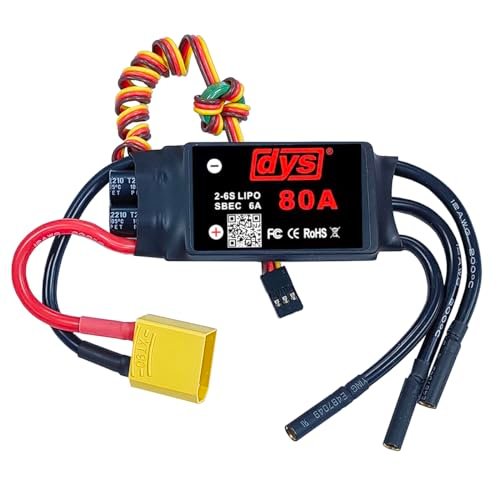 DYS 80A ESC Brushless Electric Speed Controller for Flyzone RC Aircraft with 5V 6A BEC and XT Bullet Plugs