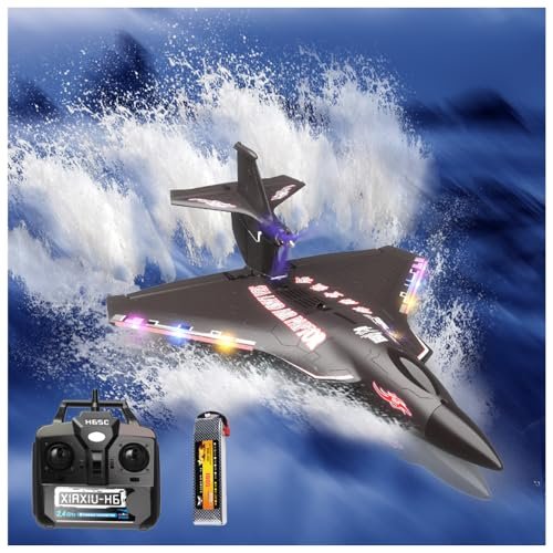 Rumdout Jet Powered RC Airplane Amphibious Tri Phibian Aircraft 6CH Brushless Motor 2.4GHz RTF Black
