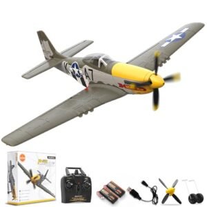 VOLANTEXRC P51D Mustang 500mm 4CH RC Plane RTF with Brushless Motor 6 Axis Gyro 3 Flight Modes for Beginners and Experts