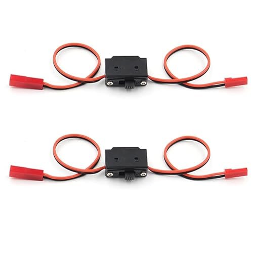 Sparkhobby 2PCS Receiver Power On Off Battery RC Switch with Futaba JR JST Connecter Cable for Exceed RC Gas Boat Fixed Wing Drones Model Car