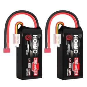 HOOVO 2S Shorty Lipo Battery 2200mAh 100C 7.4V for RC Helicopter Racing Drone Airplane Quadcopter Car 2 Pack