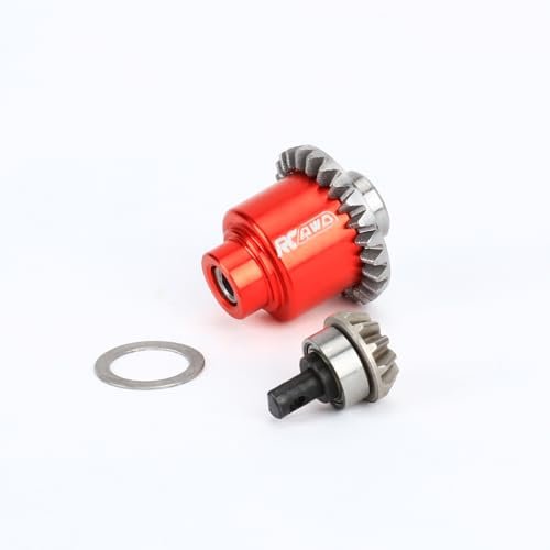 RCAWD Full Metal Differential Assembly with Drive Gear for Roadrunner RC Boats 1/18 1/24 Scx24 FMS Fcx18 Fcx24 Rc Crawler Car Upgrade Parts Red