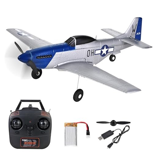 Hylukon RC Plane P51 Mustang 4 Channels 2.4GHz 6axis Gyro Gliding RC Airplane Perfect for RC Airplane Shows in Florida