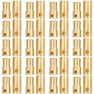 Vgoohobby 20 Pairs 6.5mm Bullet Connector RC Gold Plated Banana Plug Male Female for DIY RC Lipo Battery ESC Motors