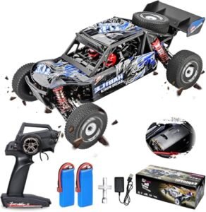 Hylukon WLtoys 124018 RC Truck, 1/12 2.4GHz 4WD Remote Control Car, 60km/h High Speed Off-Road Drift RC Buggy Car with 2 Batteries RTR Alloy Chassis Brushless Motor for Adults, Boys, Kids Gifts