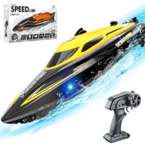 SNSUTY MRP RC Boats 20+ MPH Fast Speed 2.4GHz High Performance Remote Control Boat with LED Lights for Lakes and Pools