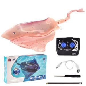 Tuehakny 1/4 Scale RC Boat High Simulation Remote Control Shark Stingray Toy 2.4G Intelligent Waterproof Swimming Pool Bathroom Gift for Kids Age 8 Plus Pink