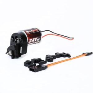 RCAWD 330 More Power 370 Motor 34t SCX24 Transmission Gearbox Shock Tower Set with RC Shock Oil Alternative for Axial 1 24 SCX24 AX24 Series Upgrades Part Black