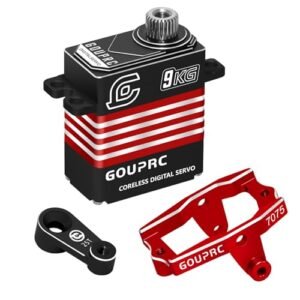 GOUPRC All Metal Coreless Motor Servo 9kg High Torque Micro Servo for Muchmore RC 1/18 TRX4M Servo Upgrade Parts Red