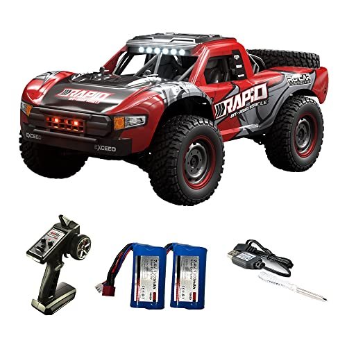 XCRCFUN 1 14 Scale 4WD Rock Climber RC Truck 40 KM H High Speed Remote Control Car with 2 Batteries for Adults and Kids
