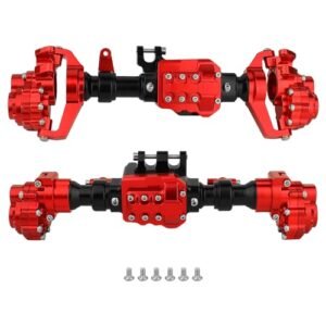 Pothyes TRX4 Aluminum Alloy Front Rear Axle Housing Set Compatible with 1.7 RC Wheels for Traxxas TRX4 Defender Bronco 2021 G500 Chevrolet RC Crawler Car Upgrade Parts Red