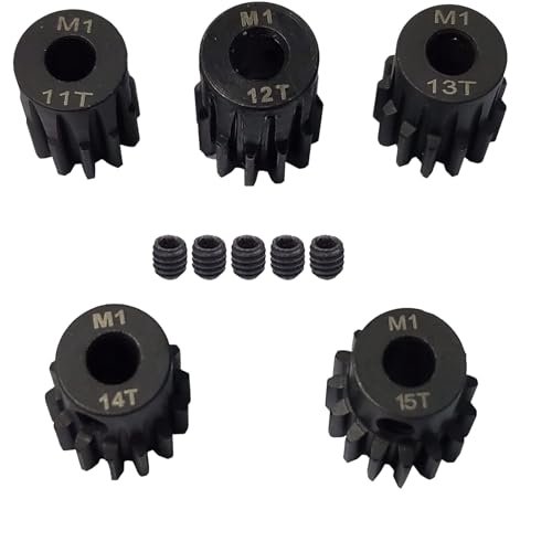 ADORLY Metal Steel M1 Pinion Gear Sets 11T 12T 13T 14T 15T 5mm Shaft Motor Gears for RC Hydraulic Truck and 1/10 Crawler Models