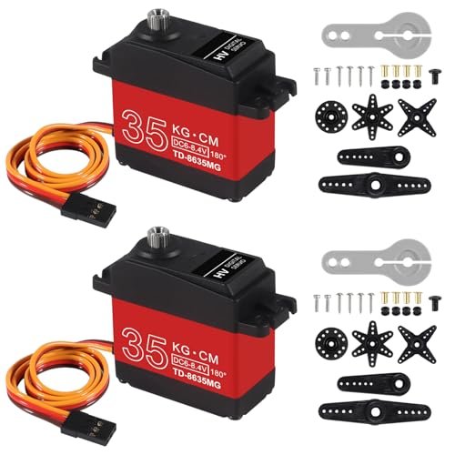 AITRIP 2Pack 35KG High Torque Waterproof Full Metal Gear Digital Servo Motors for Contact RC Car Robot DIY 25T Servo Horn 180° Control Angle
