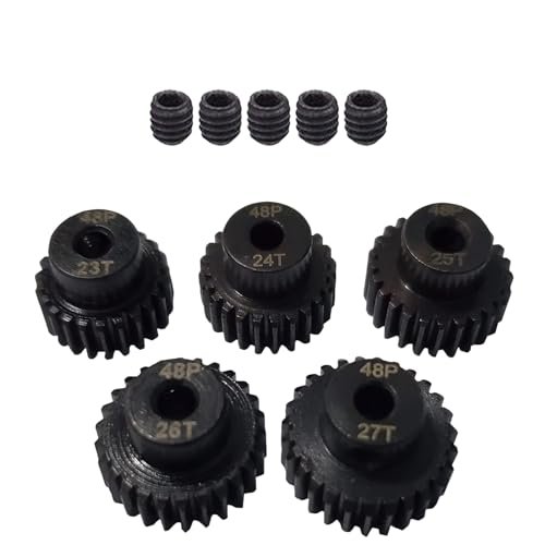 ADORLY Metal Steel 48P Pinion Gear Set 23T to 27T 3.175mm Shaft Compatible with RC Trophy Truck Bausatz and 1/10 Scale Models