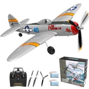 GLUISEUR RC Airplane Storage System 4 Channel Remote Control P 47 Thunderbolt with Xpilot Stabilization for Beginners Adults