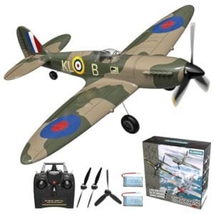 GLUISEUR Easy RC Plane Build Spitfire Remote Control Aircraft with 3 Modes for Beginners and Experts