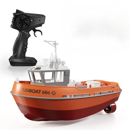 JIKEFUN 686 Rc Model Tugboat Plans 2.4G 1 72 Scale Dual Motor Wireless Remote Control Boat Toy for Boys Orange