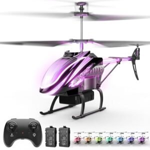 BUSSGO RC Helicopter with 7+1 LED Light Modes Remote Control Helicopter for Kids 30Mins Flight 2 Batteries Altitude Hold RC Toys for Boys Girls Pink