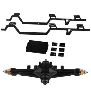 Pothyes TRX4M 1/18 RC Crawler Upgrade Aluminum Alloy 6x6 Chassis Frame Rail with Brass Complete Middle Axle Perfect for RC Sand Rail Plans Black
