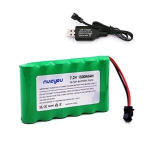 nvizyeu SM Plug 7.2V 1500mAh Rechargeable nimh AA Battery Pack for rc gorman 1977 Cars Electric Toys and Tools with USB Charging Cable nvi111