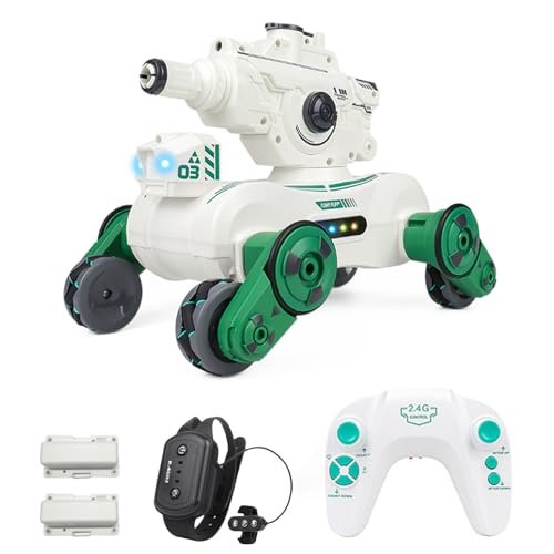 Dodoore RC Trucks That Can Go in Water High Speed Water Bomb Shooting Tank with Gesture Sensing Remote 2.4GHz 4WD Stunt Car for Kids White