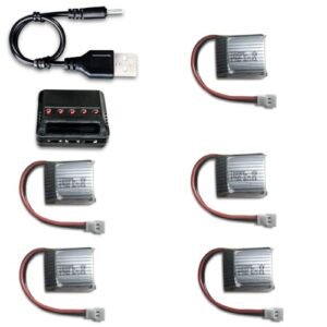 PCEONAMP 3.7V 600mAh 25C Lipo Battery with Molex Plug 5 Pack Includes 5in1 Charger for RC Shark and Boat