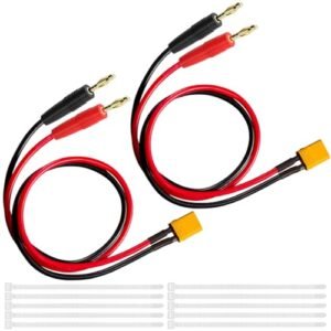 MKBKLLJY RX7 Veilside RC Body Compatible 2Pairs XT30 Male to 4.0mm Banana Male Plug Charge Lead Adapter with 16AWG 1FT Silicone Wire for RC Models Drones Quadcopters
