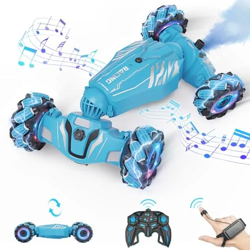 Dysaim Gesture Sensing RC Stunt Car 4WD Remote Control Drift Cars with Working Lights Music and Sprayer 2.4Ghz Hand Controlled