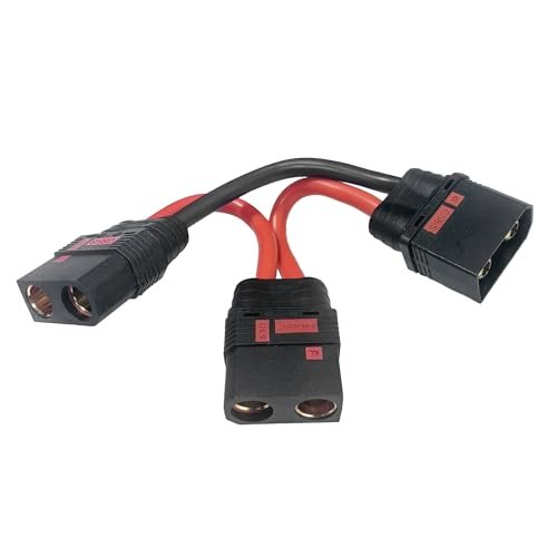 BABUVYA QS8 Charge Lead 1 Male to 2 Female with 3.5inches 9cm 8 Gauge Silicone Wire for Grave Digger RC Truck 1/8 Battery Charging and Jumper QS8 1 Male to QS8 2 Female