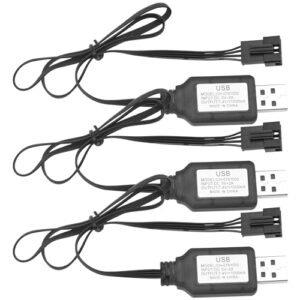 Vgoohobby SM 4P Plug Charger 7.4V USB Charging Cable 3Pcs for RC Radial Engine Plane Li ion Battery