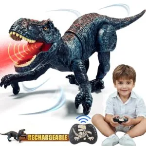 Sunrad RC Walking Robot Dinosaur Toy for Kids Electronic Remote Control T Rex with Spray Light and Roar Realistic Walking Robot Dinosaur Gift for Boys Girls Ages 3 5 4 7 8 12