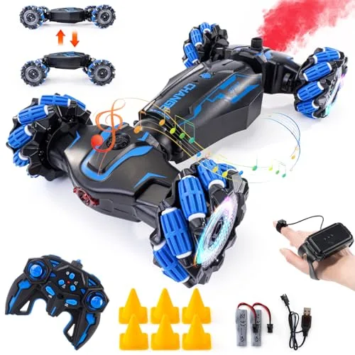 Hospeed Polar Lights RC Car WJWMIRC 4WD Remote Control Gesture Sensor Stunt Car with 360° Flips Drift and LED Lights for Kids Aged 6 12
