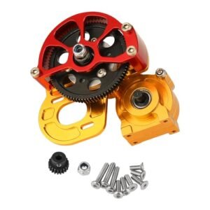 Pothyes Metal Forward Transmission Assembled Gearbox with Steel Gear Set for Axial SCX10 SCX10 II 90046 90047 1/10 RC Crawler Upgrade Parts Half Open Shell Red Gold Perfect Match for Body Shell RC 1 10