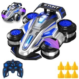 WJWMIRC 1/14 Scale Hellcat RC Cars Remote Control Stunt Vehicle with 360° Rotation 4WD and LED Lights for Kids Age 6 12 Blue