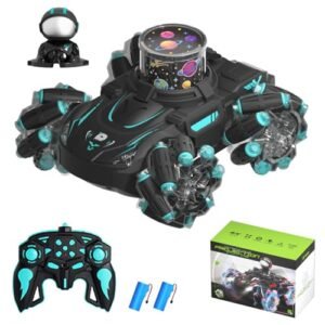 Dodoore RC Stunt Car for Kids with HD Projection Lights Music and 360 Rotating 4WD 2.4GHz Remote Control Toy