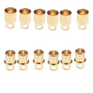 AFDHGS 6 Pairs 8.0mm Gold Plated Male Female Bullet Banana Connectors Plugs for DIY RC Battery ESC Motor