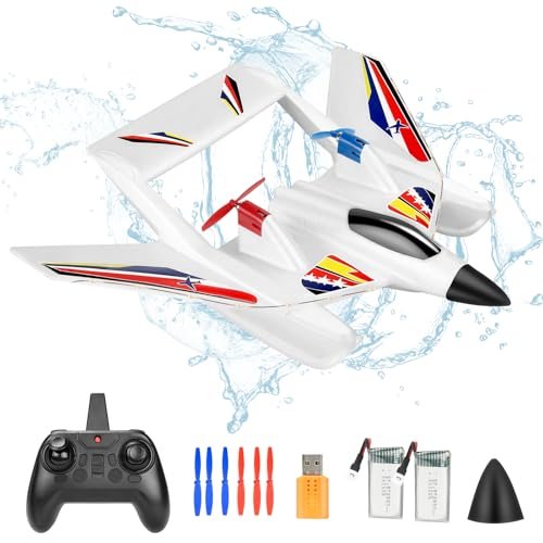Kimmol Bixler RC Plane RTF 2 Channel Amphibious Glider with 2 Batteries for Adults and Kids Beginners