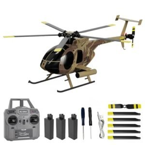 Hylukon C189 2.4G 6CH Brushless Motor RC UAV Helicopter with Optical Flow Localization Perfect for RC Helicopter Simulator Apk Training Camouflage Design
