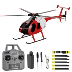 Hylukon C189 Blade MCPX RC Helicopter 1:28 Scale MD500 Model with 2.4G 6CH RTF Remote Control Brushless Motor Single Blade Flybarless Optical Flow Localization Red