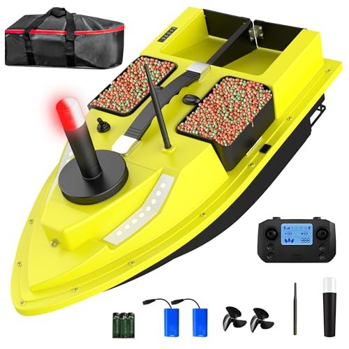 MILBOPAX RC Bait Boat with GPS Positioning, 500m/546 Yards Remote Control, 4.4LBS Loading Capacity, Dual 5200mAh Batteries, Fishing Boat with LED Night Light