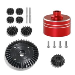 Tamiya Aluminum Differential Shell Diff Cover with Steel Driving Gear Set and Belted RC Wheels Upgrade Kit for XV02 TT02 TT02B RC Cars