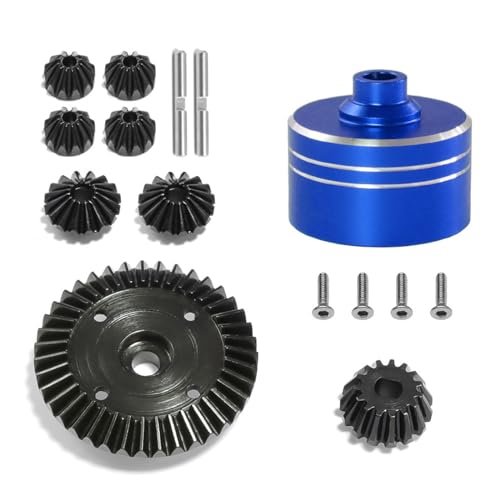 Beadlock RC Wheels Aluminum Differential Shell Diff Cover with Steel Driving Gear Set for Tamiya XV02 TT02 TT02B RC Car Blue