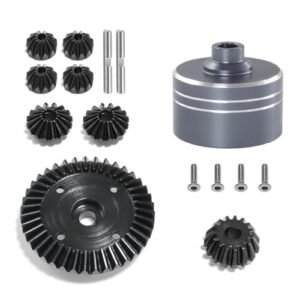 Aluminum Differential Shell Diff Cover with Steel Driving Gear Set RC Upgraded Parts for Tamiya XV02 TT02 TT02B RC Car, Titanium