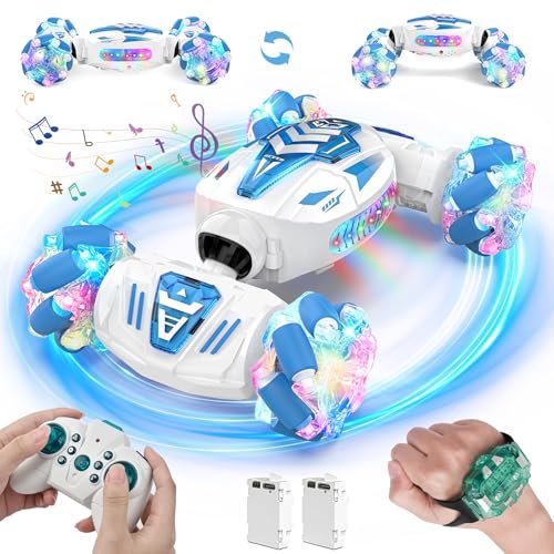 PTINTYE Custom Painted RC Cars 2.4GHz 4WD Remote Control Stunt Car with 360° Rotating Hand Gesture Sensing Lights and Music for Kids Boys Age 6 7 8 9 10 11 12 Years